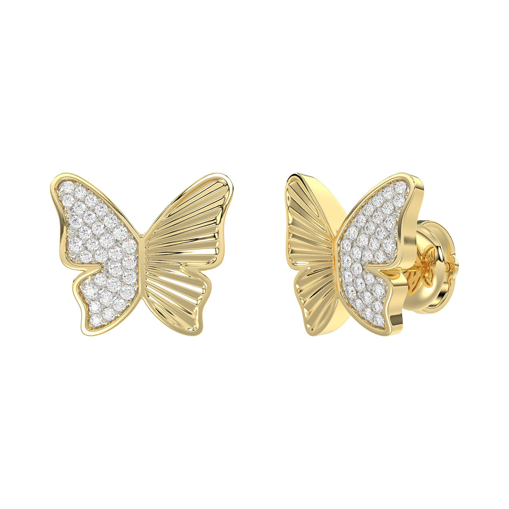 LADIES EARRINGS 0.16CT ROUND DIAMOND 10K YELLOW GOLD