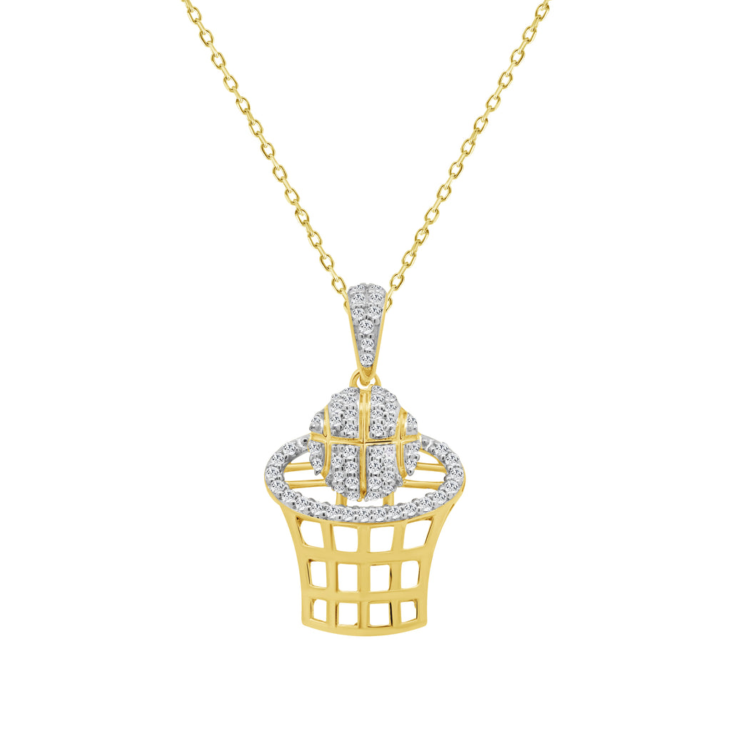 LADIES PENDANT WITH CHAIN 0.16CT ROUND DIAMOND 10K YELLOW GOLD