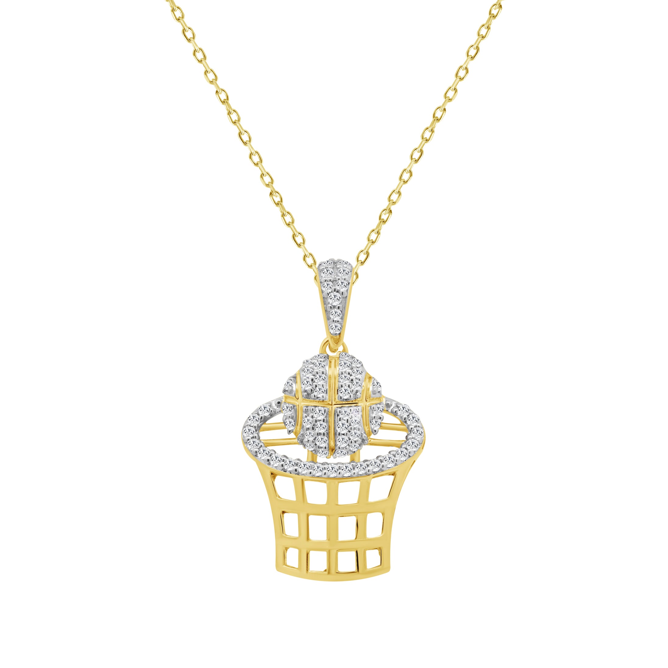 LADIES PENDANT WITH CHAIN 0.16CT ROUND DIAMOND 10K YELLOW GOLD