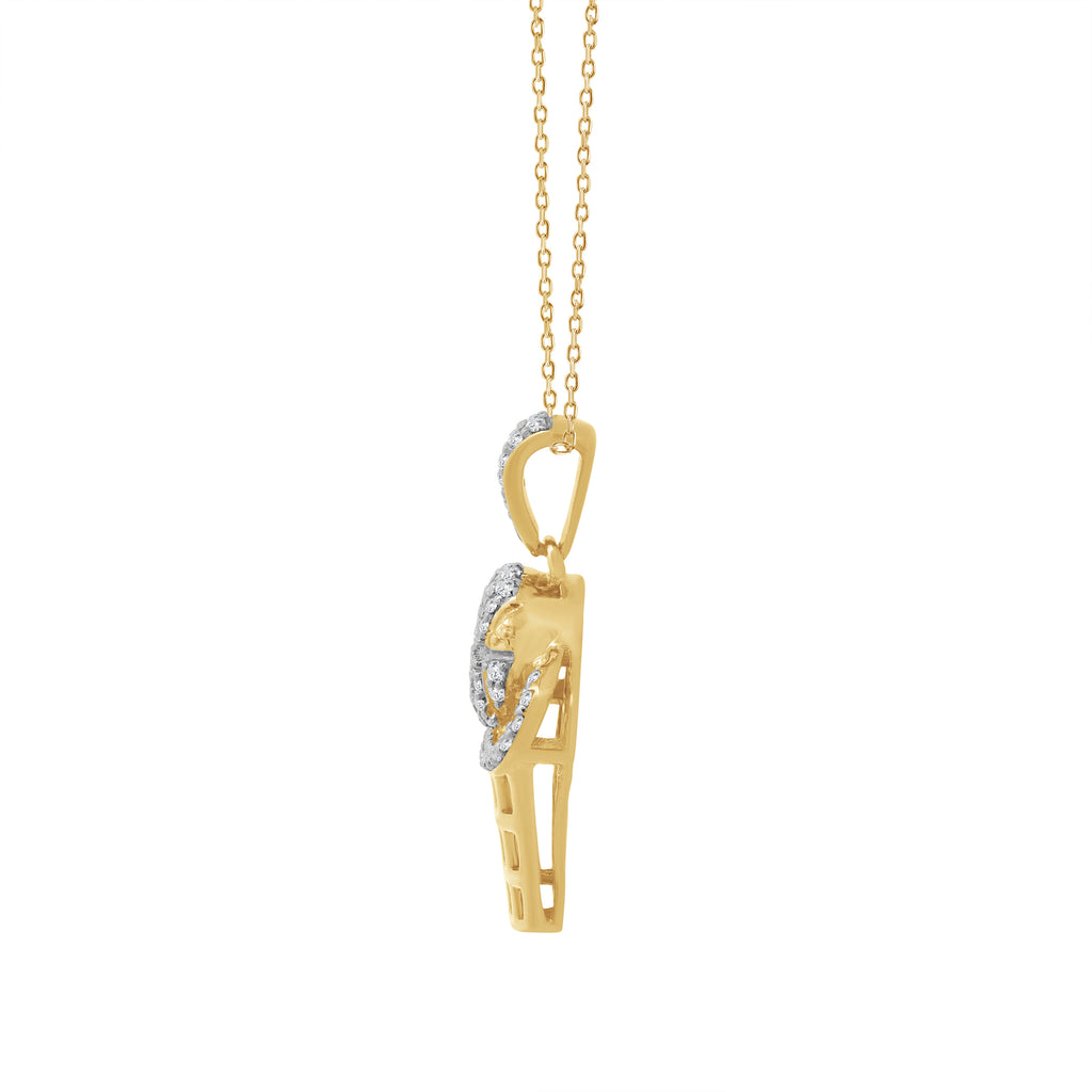 LADIES PENDANT WITH CHAIN 0.16CT ROUND DIAMOND 10K YELLOW GOLD