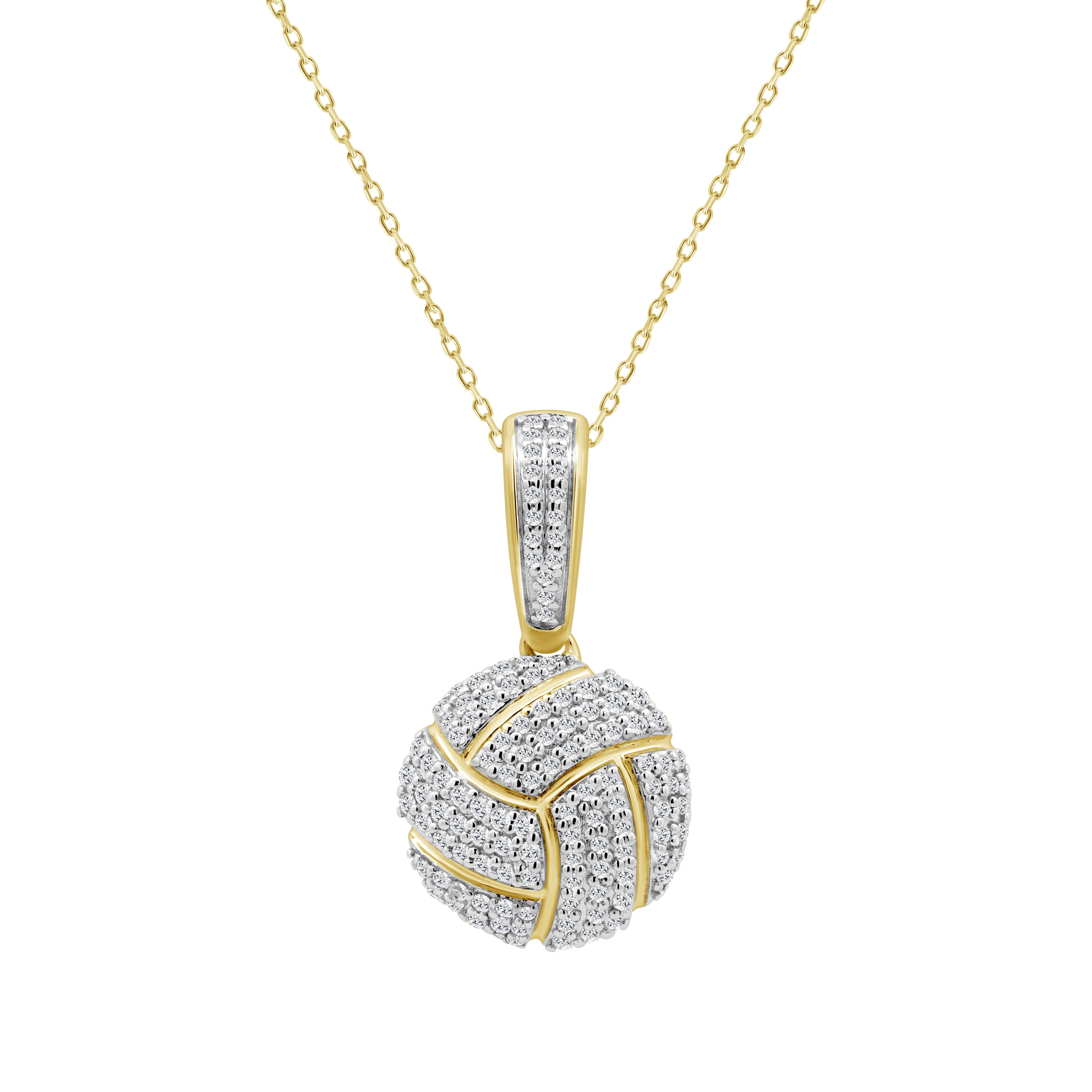 LADIES PENDANT WITH CHAIN 0.33CT ROUND DIAMOND 10K YELLOW GOLD