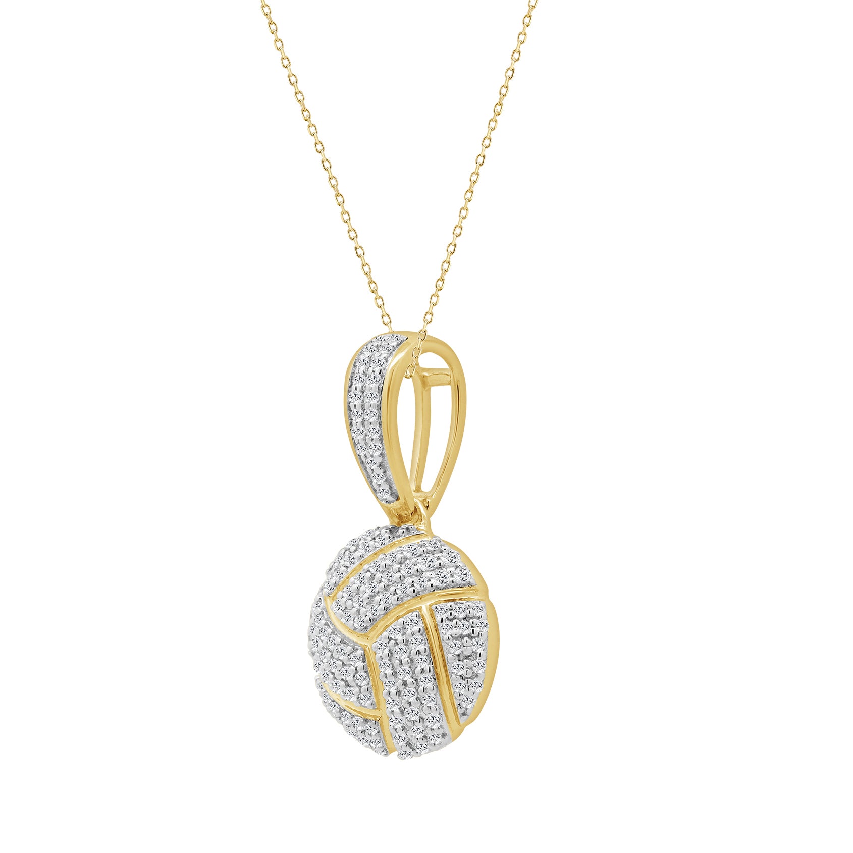 LADIES PENDANT WITH CHAIN 0.33CT ROUND DIAMOND 10K YELLOW GOLD