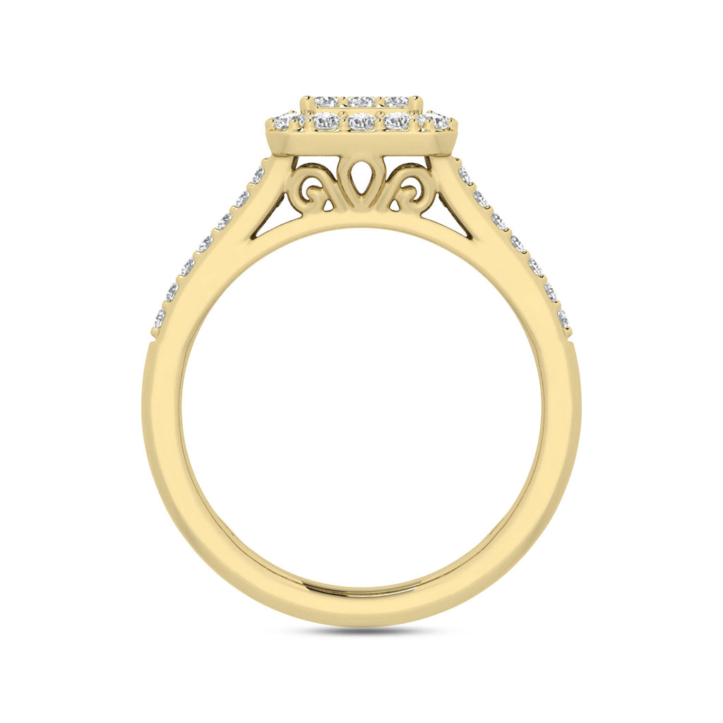 LADIES RING 1.00CT ROUND/BAGUETTE DIAMOND 10K YELLOW GOLD