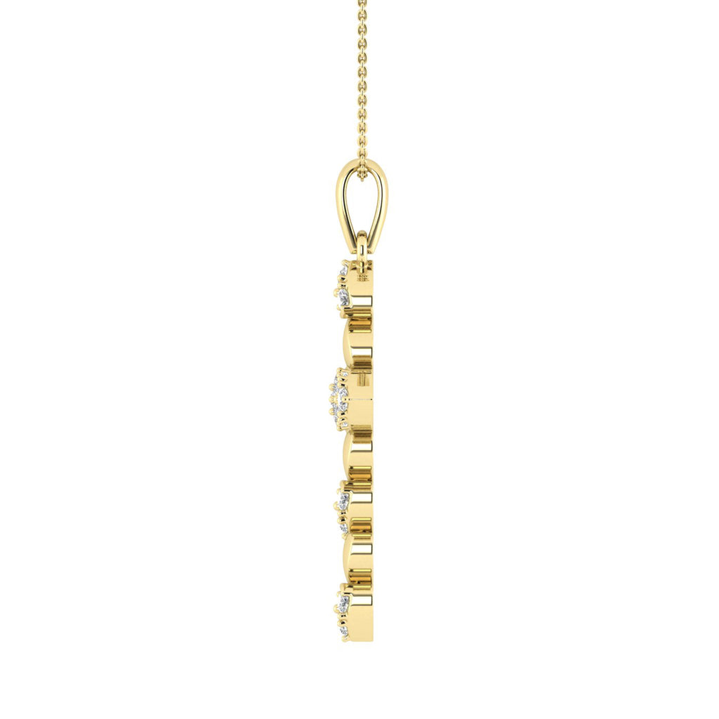 LADIES PENDANT WITH CHAIN 0.25CT ROUND DIAMOND 10K YELLOW GOLD