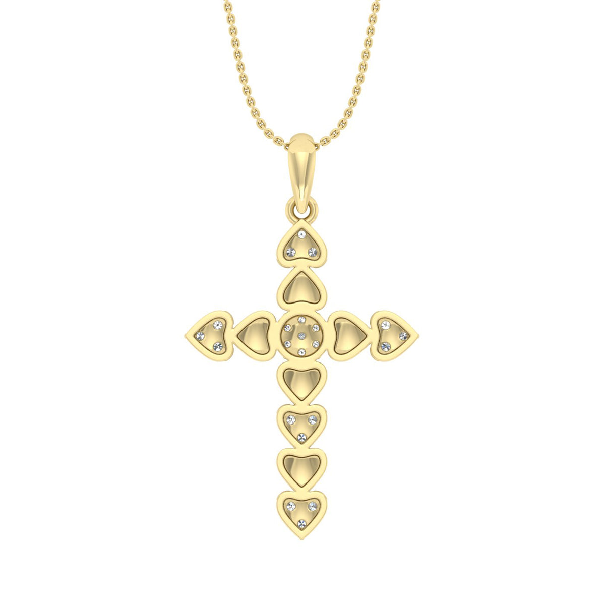 LADIES PENDANT WITH CHAIN 0.25CT ROUND DIAMOND 10K YELLOW GOLD