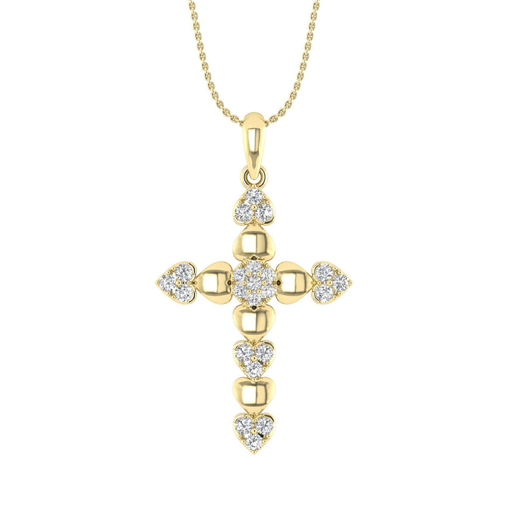 LADIES PENDANT WITH CHAIN 0.25CT ROUND DIAMOND 10K YELLOW GOLD