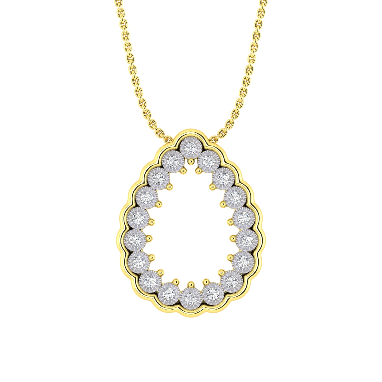LADIES NECKLACE 0.20CT ROUND DIAMOND 10K YELLOW GOLD