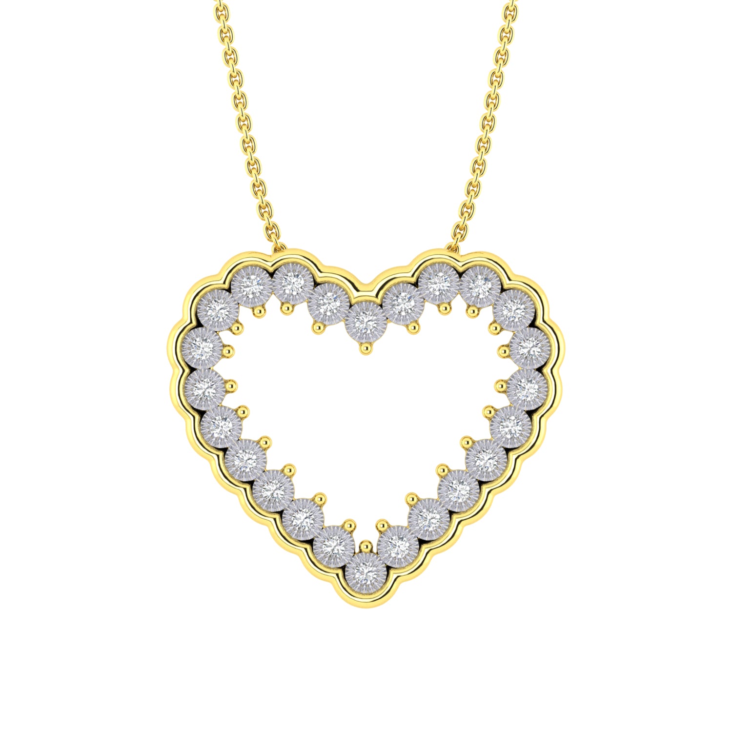 LADIES NECKLACE 0.20CT ROUND DIAMOND 10K YELLOW GOLD