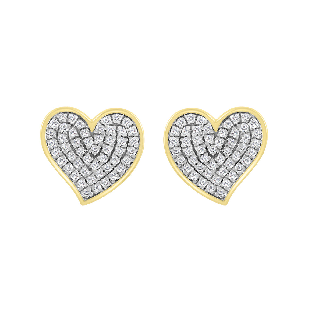 LADIES EARRINGS 0.20CT ROUND DIAMOND 10K YELLOW GOLD