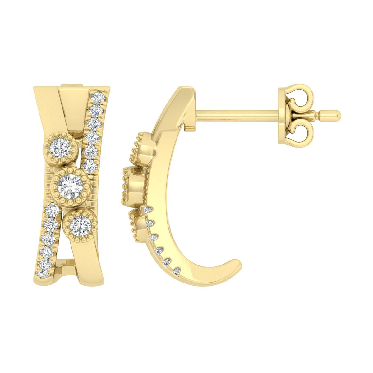 LADIES EARRINGS 0.30CT ROUND DIAMOND 10K YELLOW GOLD
