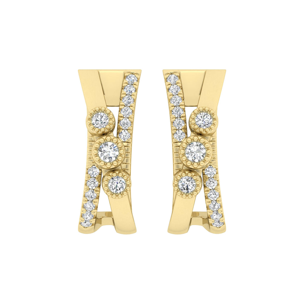 LADIES EARRINGS 0.30CT ROUND DIAMOND 10K YELLOW GOLD