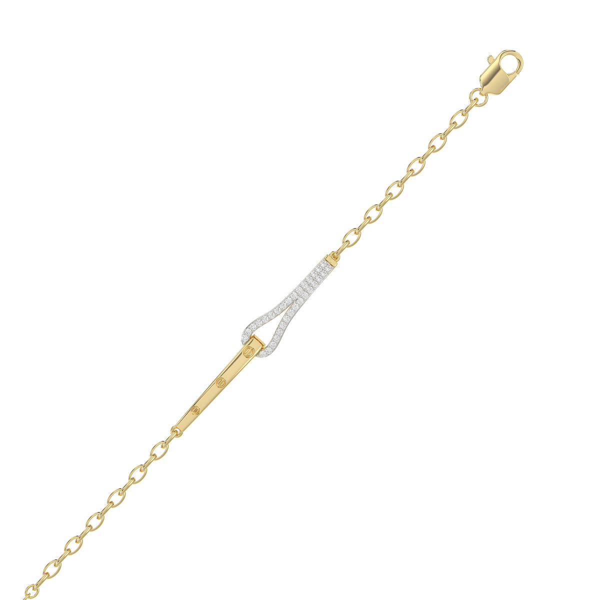 Stylish 10K Yellow Gold Diamond Bangle For Women With Sparkling 0.33 Ct Round Diamonds. A Modern And Elegant Fine Jewelry