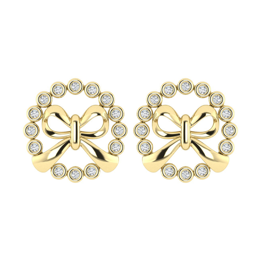 LADIES EARRINGS 0.25CT ROUND DIAMOND 10K YELLOW GOLD