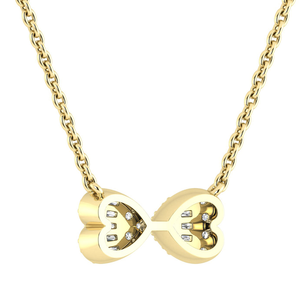 LADIES PENDANT WITH CHAIN 0.25CT ROUND/BAGUETTE DIAMOND 14K YELLOW GOLD