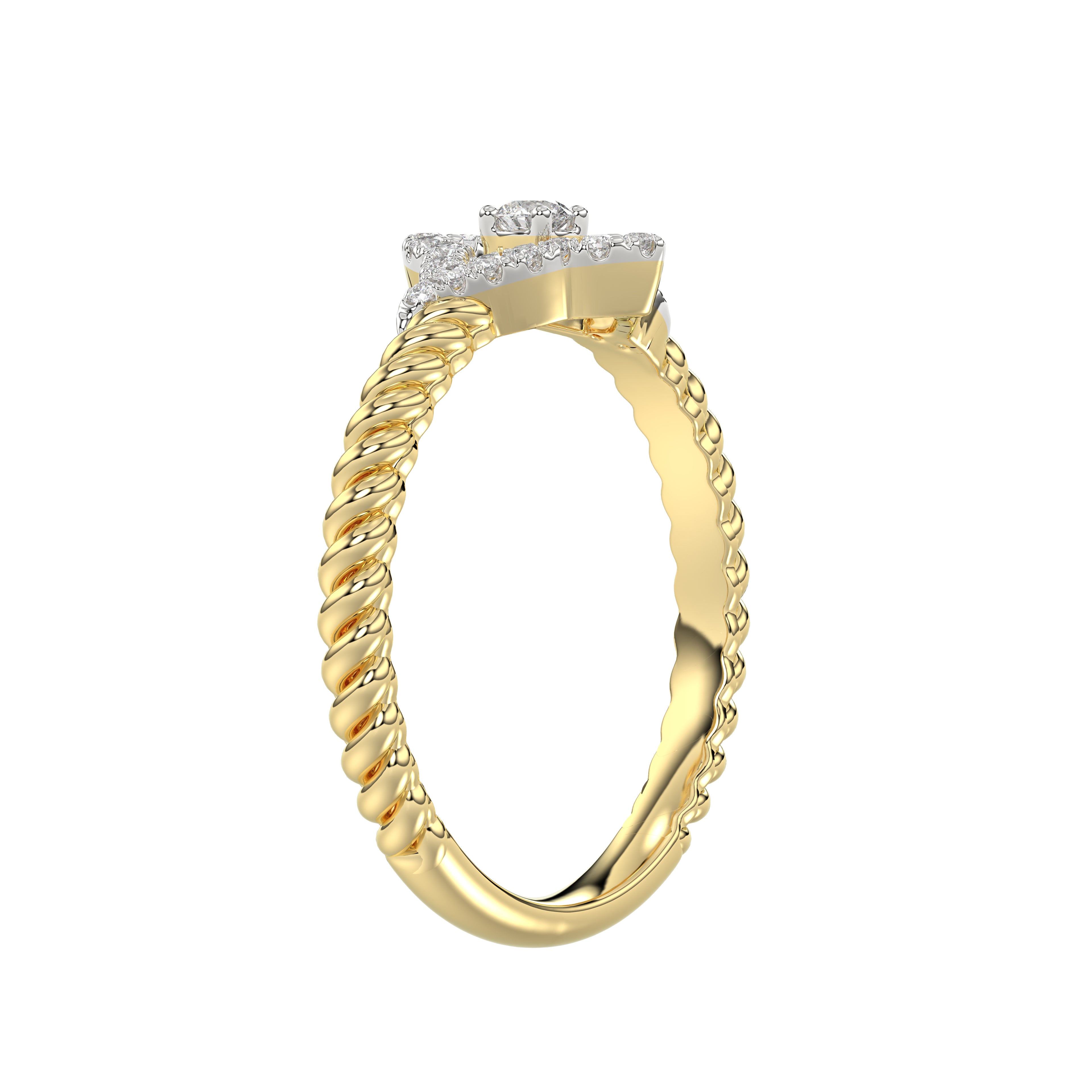 10K Yellow Gold Ladies Diamond Ring Featuring 0.15 Ct Round Diamonds. Stylish Fine Jewelry Piece Perfect For Daily Wear And Gifting.