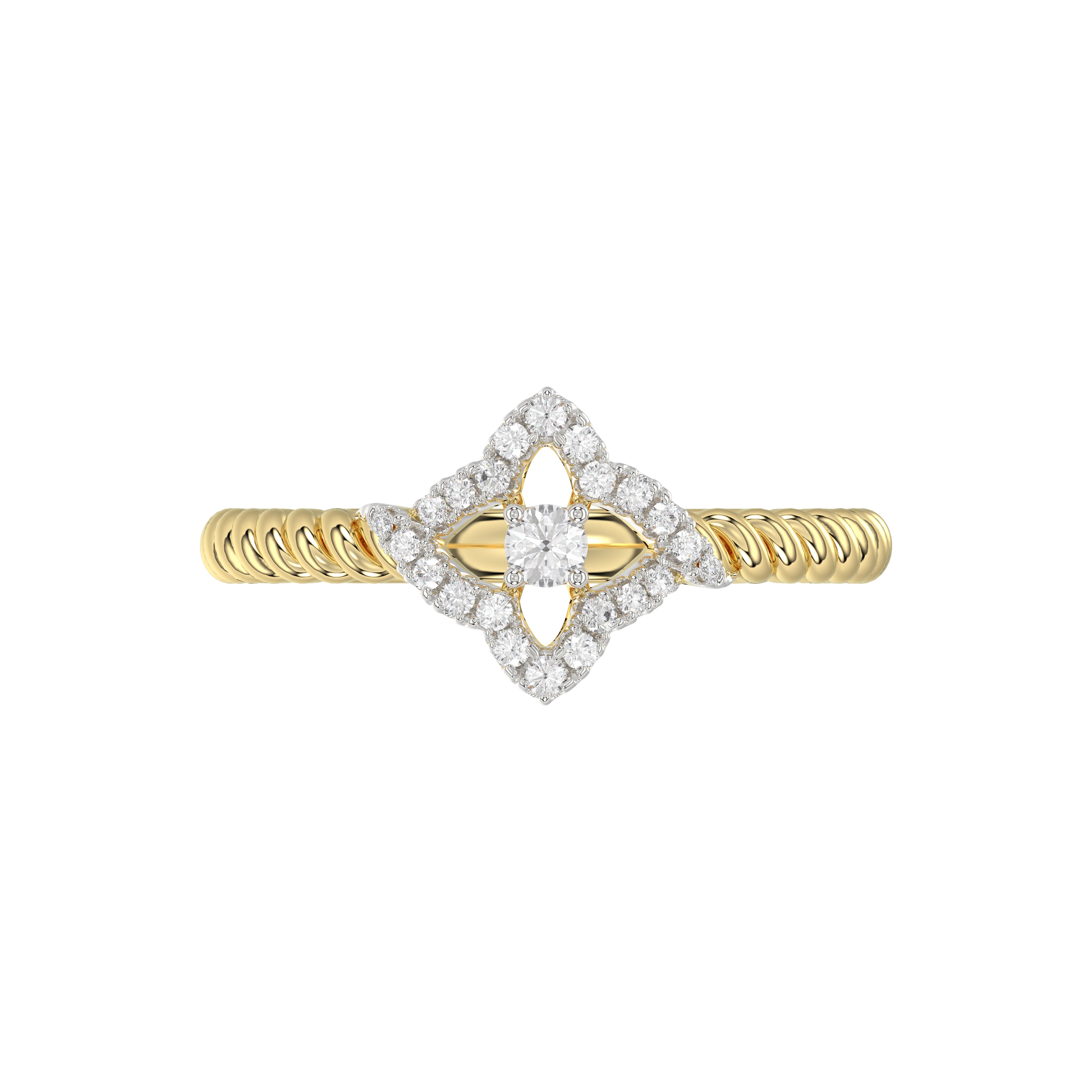 10K Yellow Gold Ladies Diamond Ring Featuring 0.15 Ct Round Diamonds. Stylish Fine Jewelry Piece Perfect For Daily Wear And Gifting.