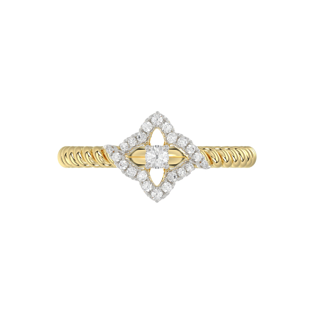 10K Yellow Gold Ladies Diamond Ring Featuring 0.15 Ct Round Diamonds. Stylish Fine Jewelry Piece Perfect For Daily Wear And Gifting.