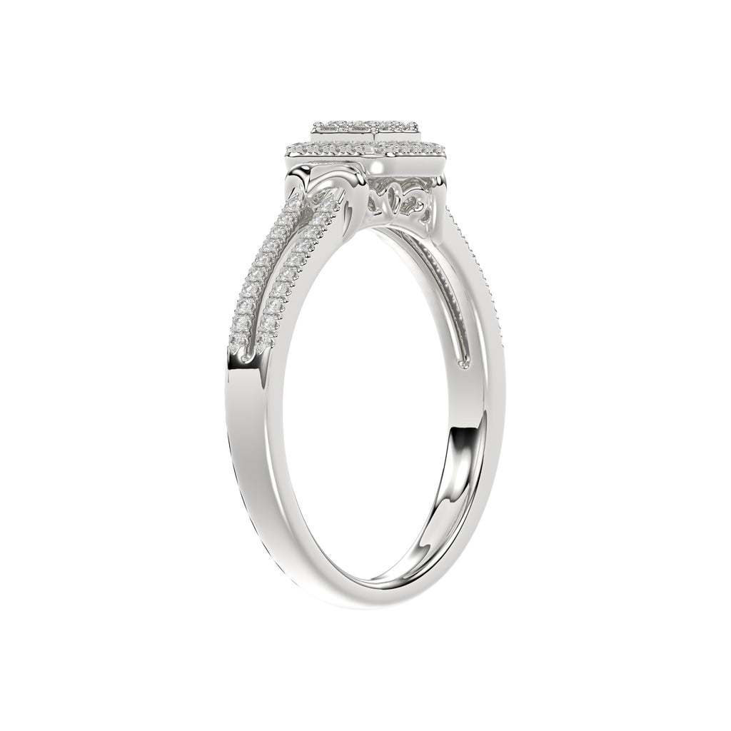 Ladies 0.20Ct Round Diamond Sterling Silver White Engagement Ring � Elegant Promise Ring For Women