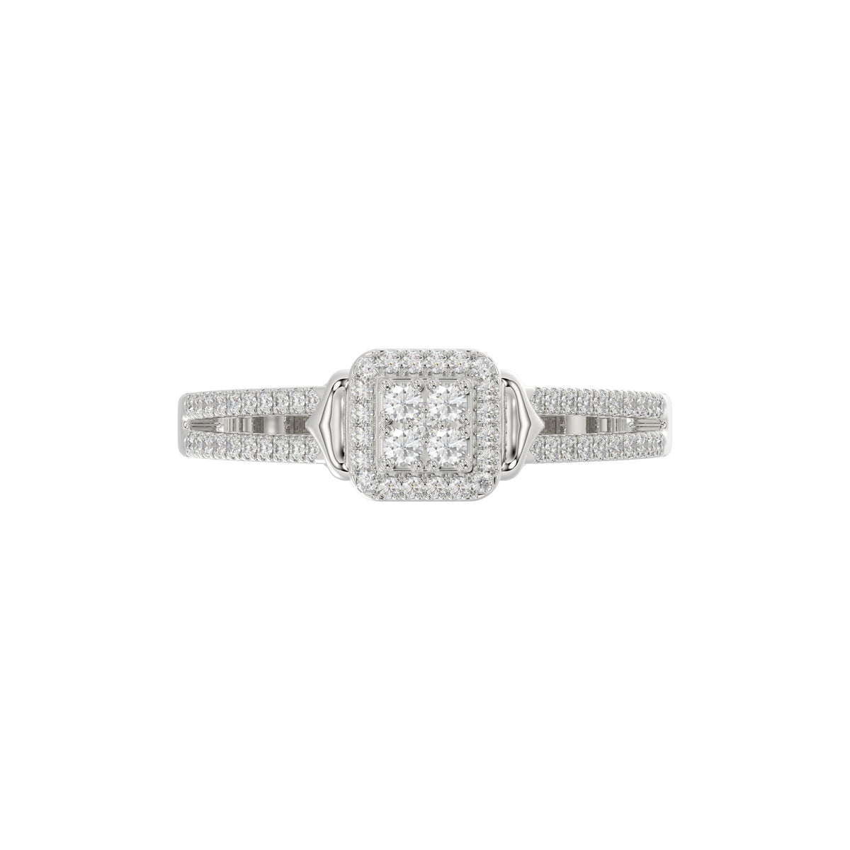Ladies 0.20Ct Round Diamond Sterling Silver White Engagement Ring � Elegant Promise Ring For Women
