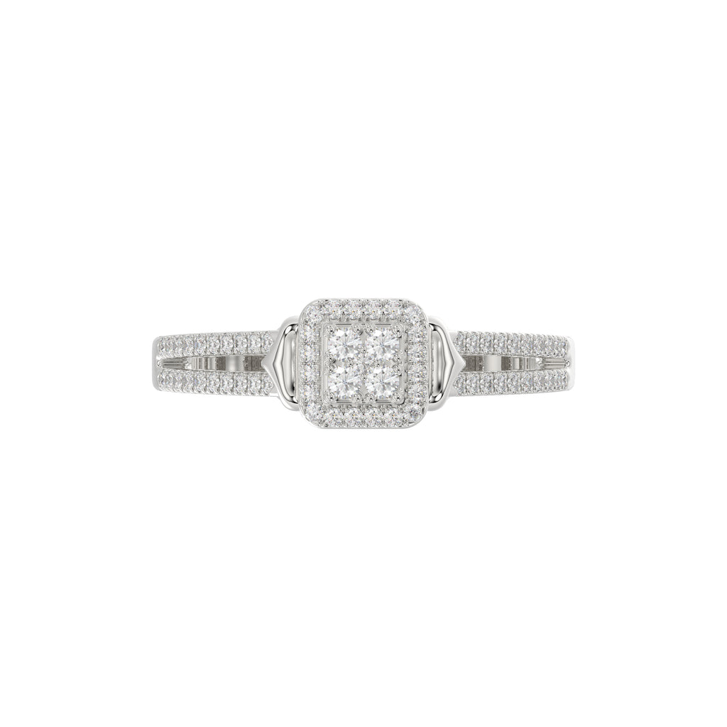 Ladies 0.20Ct Round Diamond Sterling Silver White Engagement Ring � Elegant Promise Ring For Women