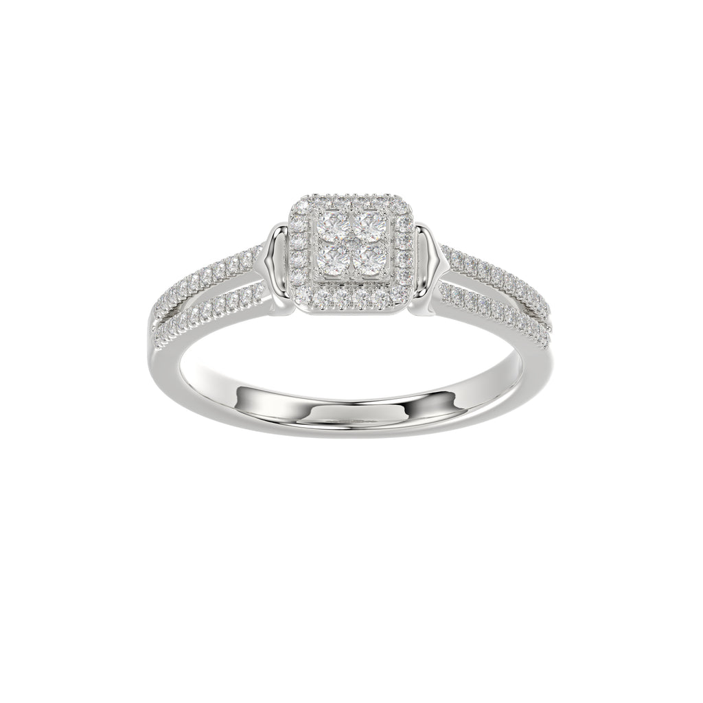 Ladies 0.20Ct Round Diamond Sterling Silver White Engagement Ring � Elegant Promise Ring For Women