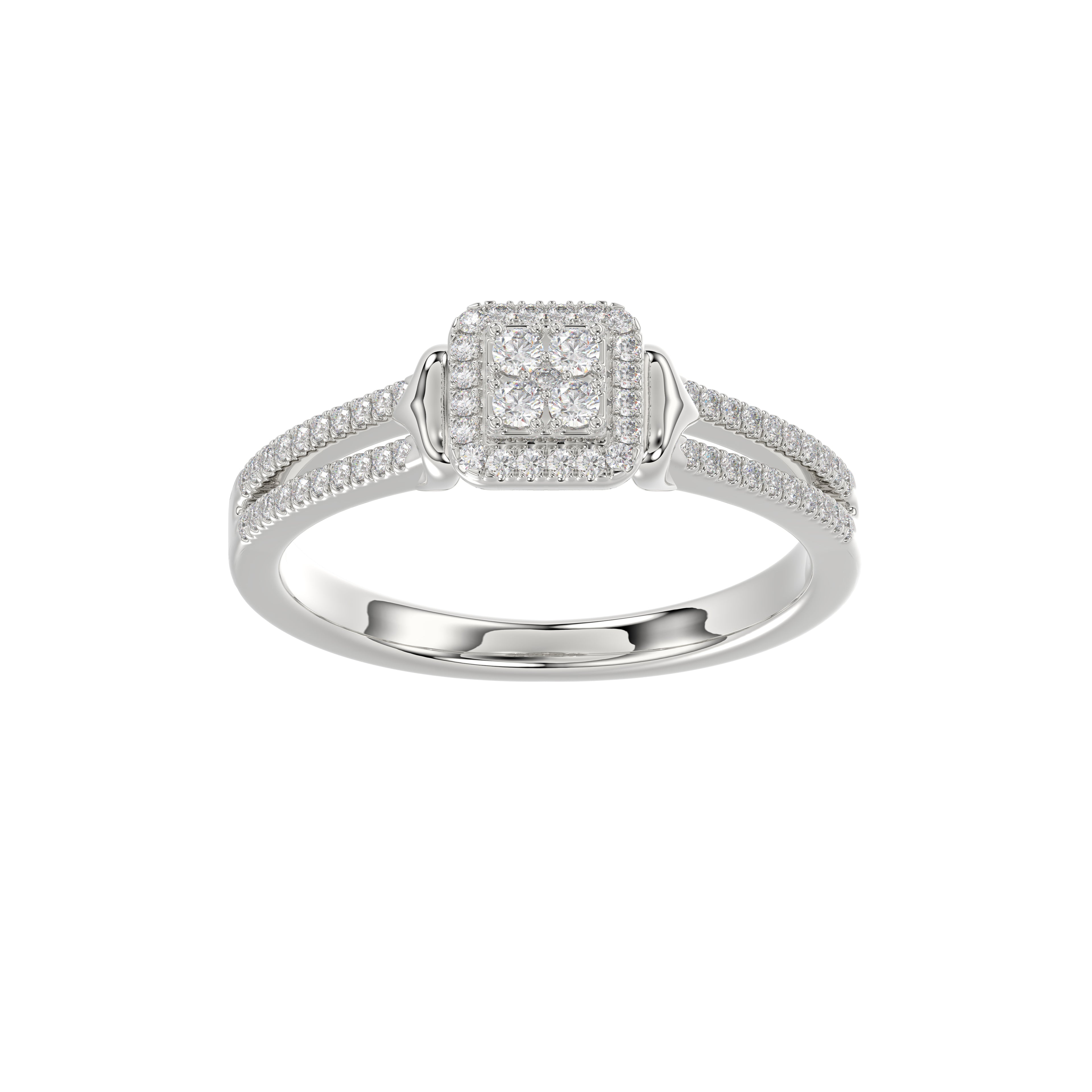 Ladies 0.20Ct Round Diamond Sterling Silver White Engagement Ring – Elegant Promise Ring For Women