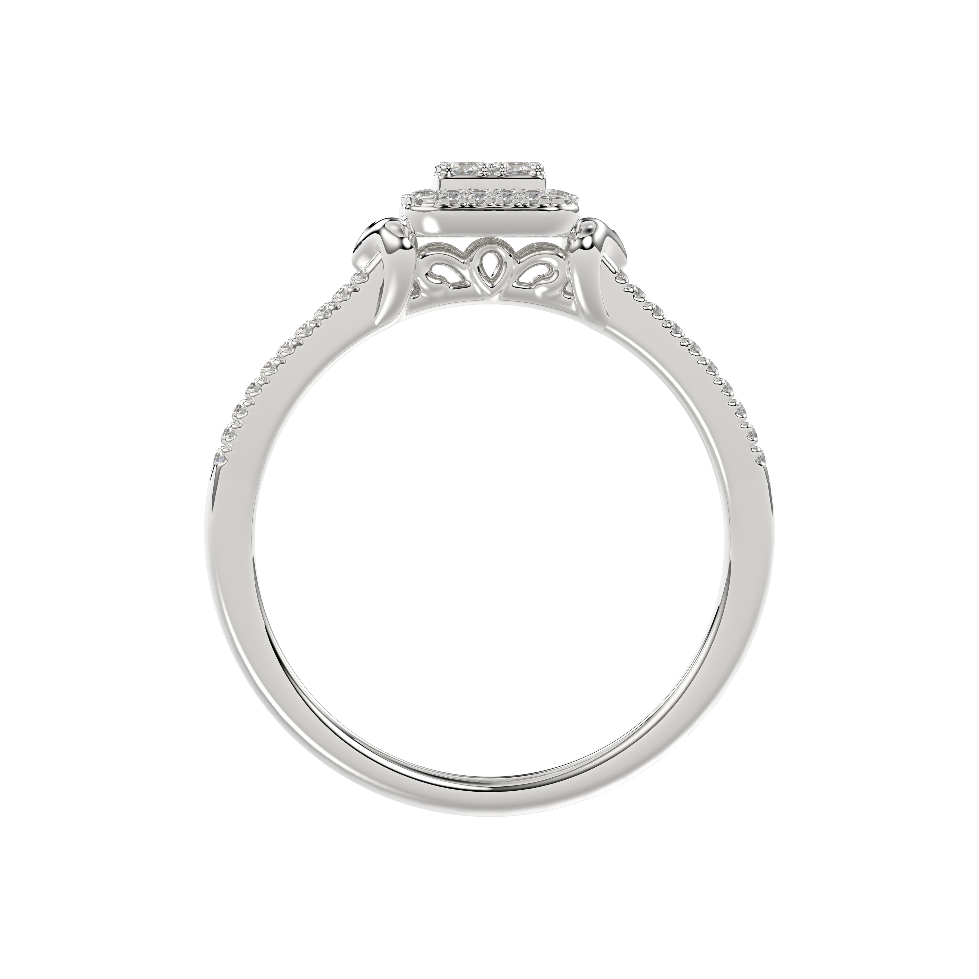 Ladies 0.20Ct Round Diamond Sterling Silver White Engagement Ring – Elegant Promise Ring For Women