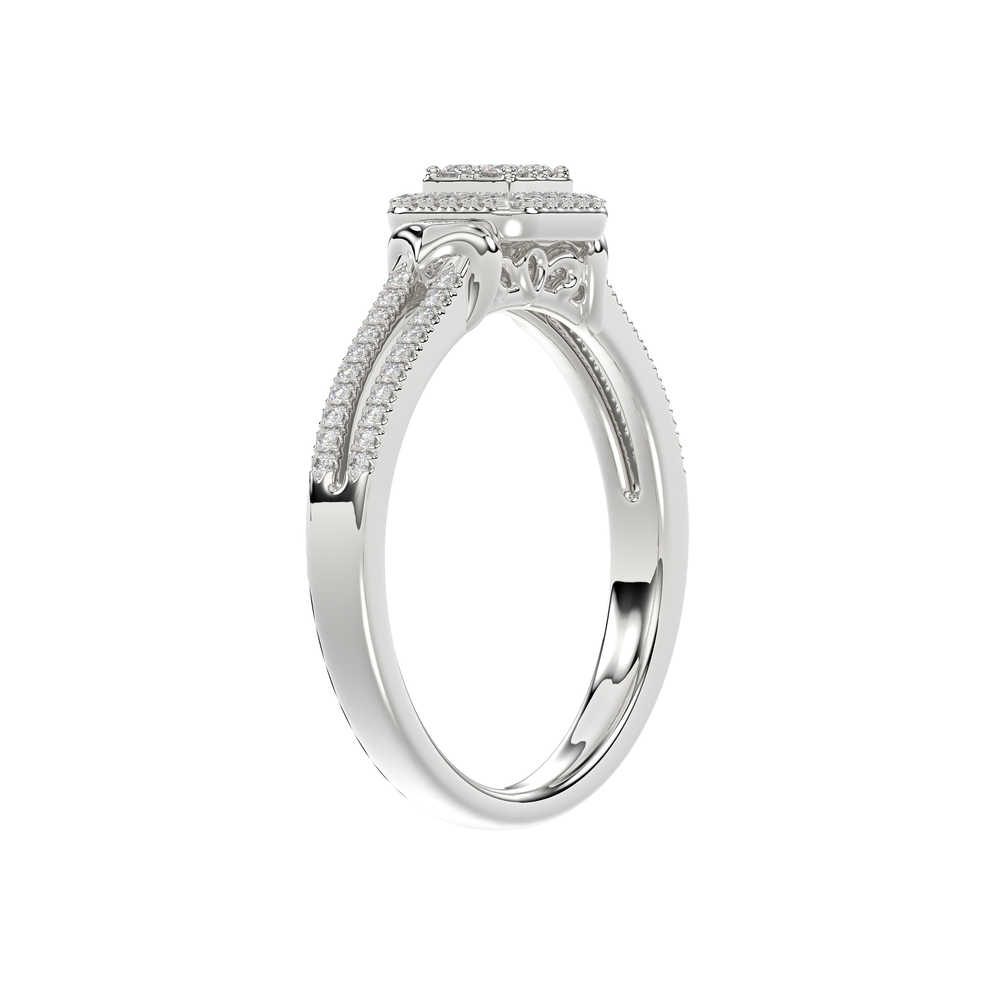 Ladies 0.20Ct Round Diamond Sterling Silver White Engagement Ring – Elegant Promise Ring For Women