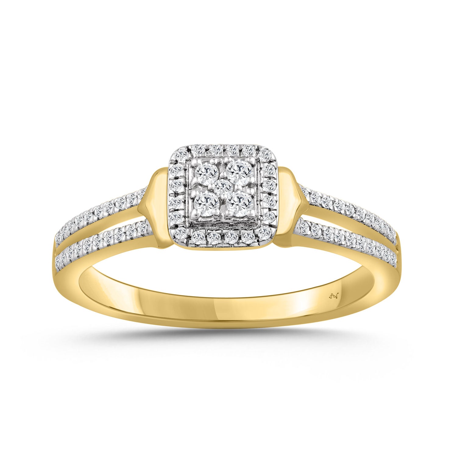 LADIES RING 0.20CT ROUND DIAMOND 10K YELLOW GOLD