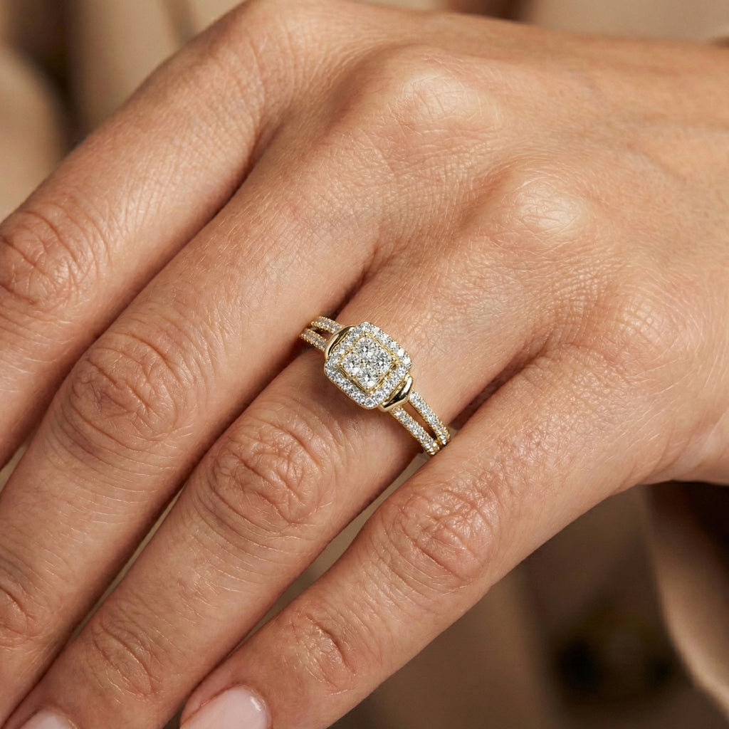 LADIES RING 0.20CT ROUND DIAMOND 10K YELLOW GOLD