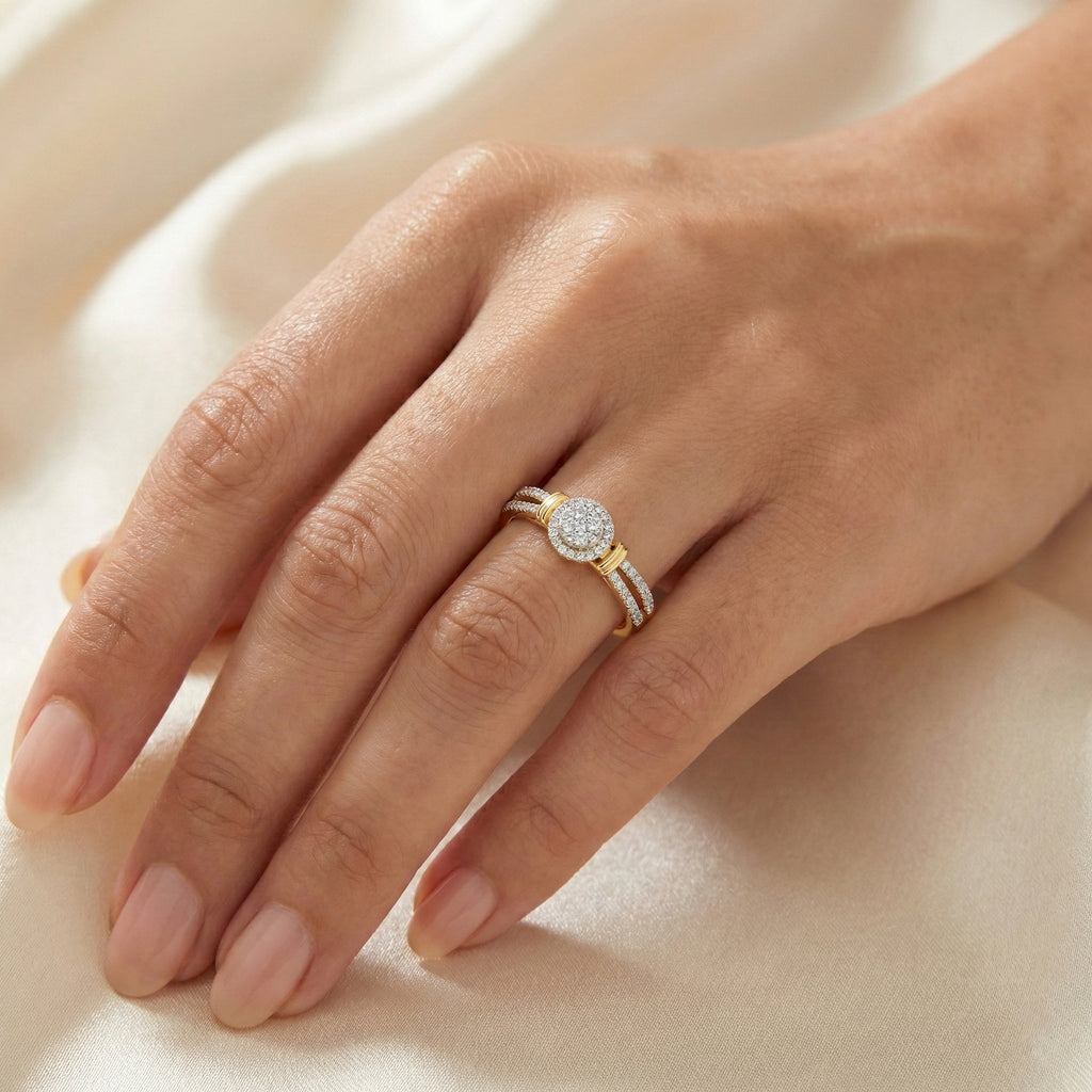 LADIES RING 0.25CT ROUND DIAMOND 10K YELLOW GOLD