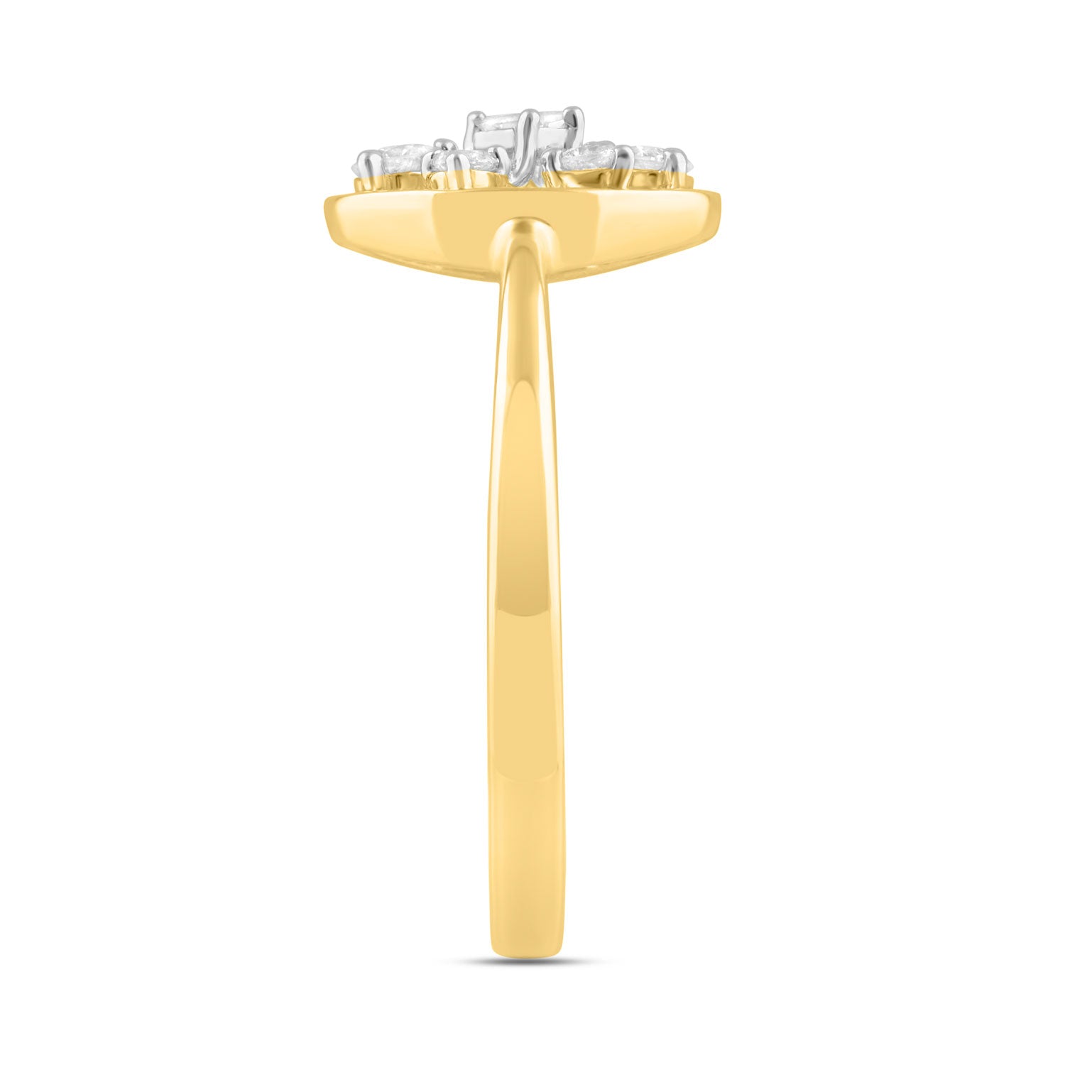 LADIES RING 0.20CT ROUND/BAGUETTE DIAMOND 10K YELLOW GOLD