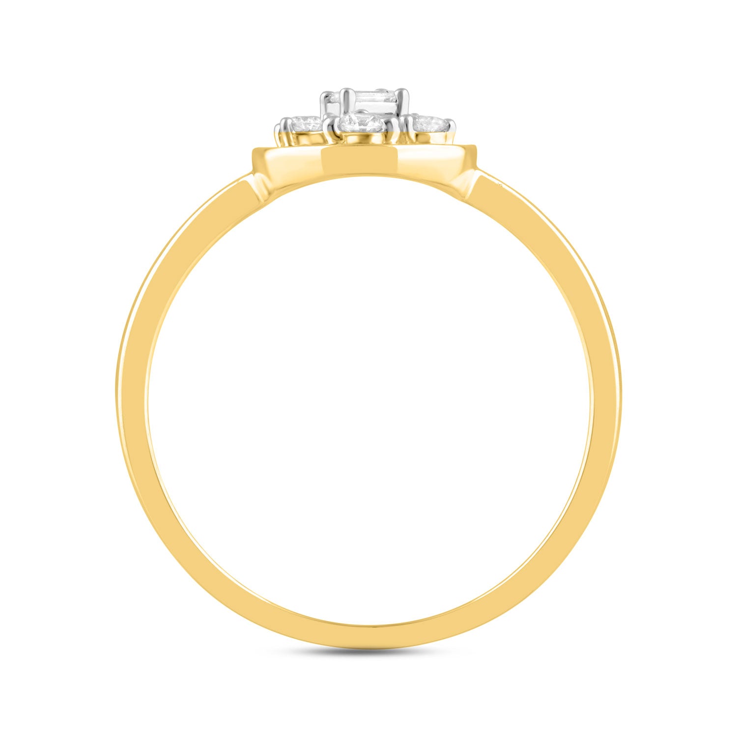 LADIES RING 0.20CT ROUND/BAGUETTE DIAMOND 10K YELLOW GOLD