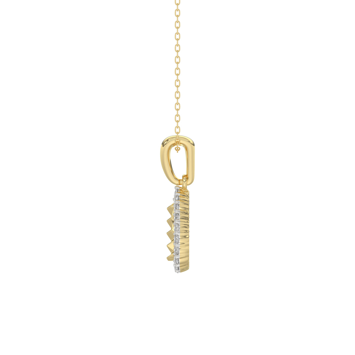 Elegant 10K Yellow Gold Ladies Teardrop Nugget Pendant Featuring A Cluster Of 0.20 Ct Round Diamonds. Includes Chain