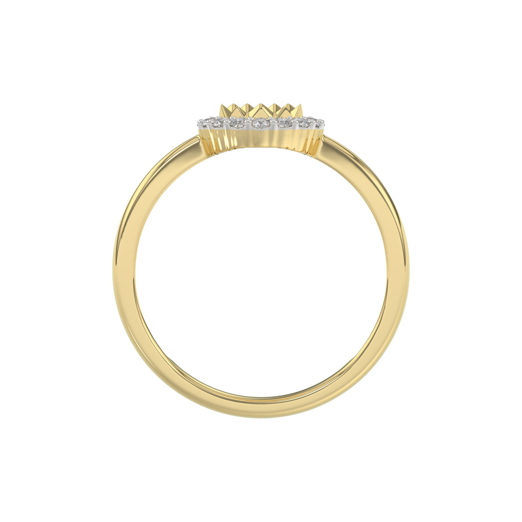 10K Yellow Gold Round Diamond Halo Ring With Nugget Design For Women. A Sparkling And Elegant 0.20 Ct Fine Jewelry Ring Perfect For Gifting.