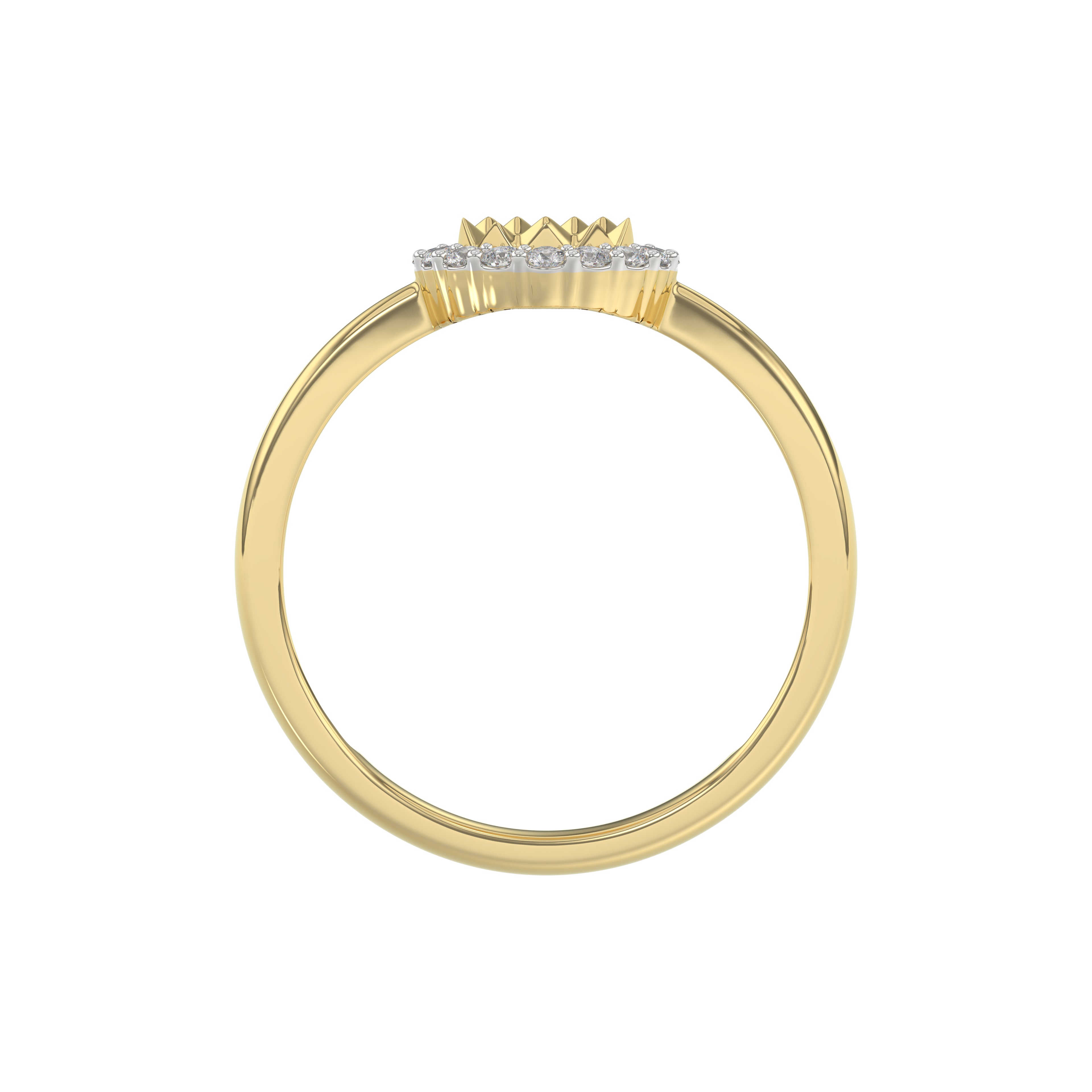 10K Yellow Gold Round Diamond Halo Ring With Nugget Design For Women. A Sparkling And Elegant 0.20 Ct Fine Jewelry Ring Perfect For Gifting.