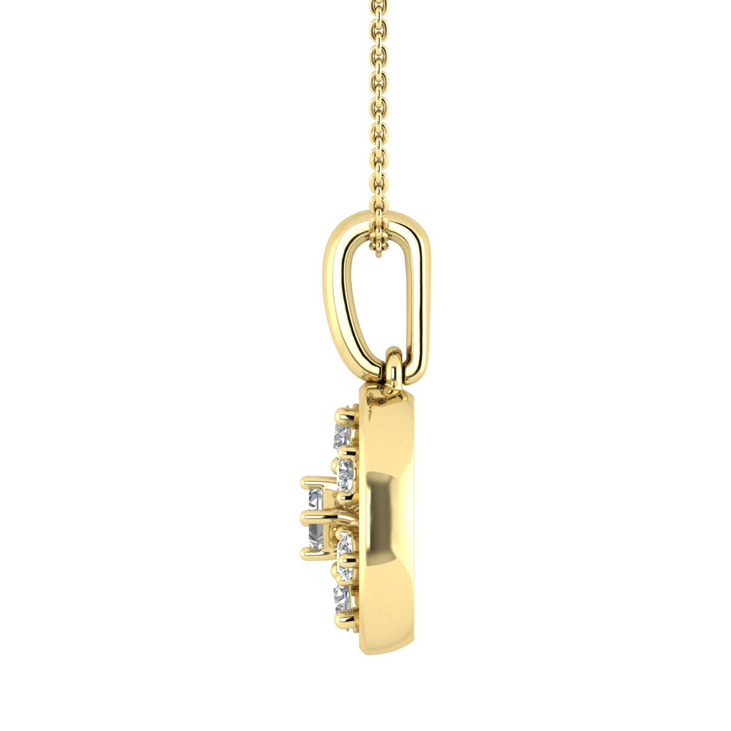 LADIES PENDANT WITH CHAIN 0.20CT ROUND/BAGUETTE DIAMOND 10K YELLOW GOLD