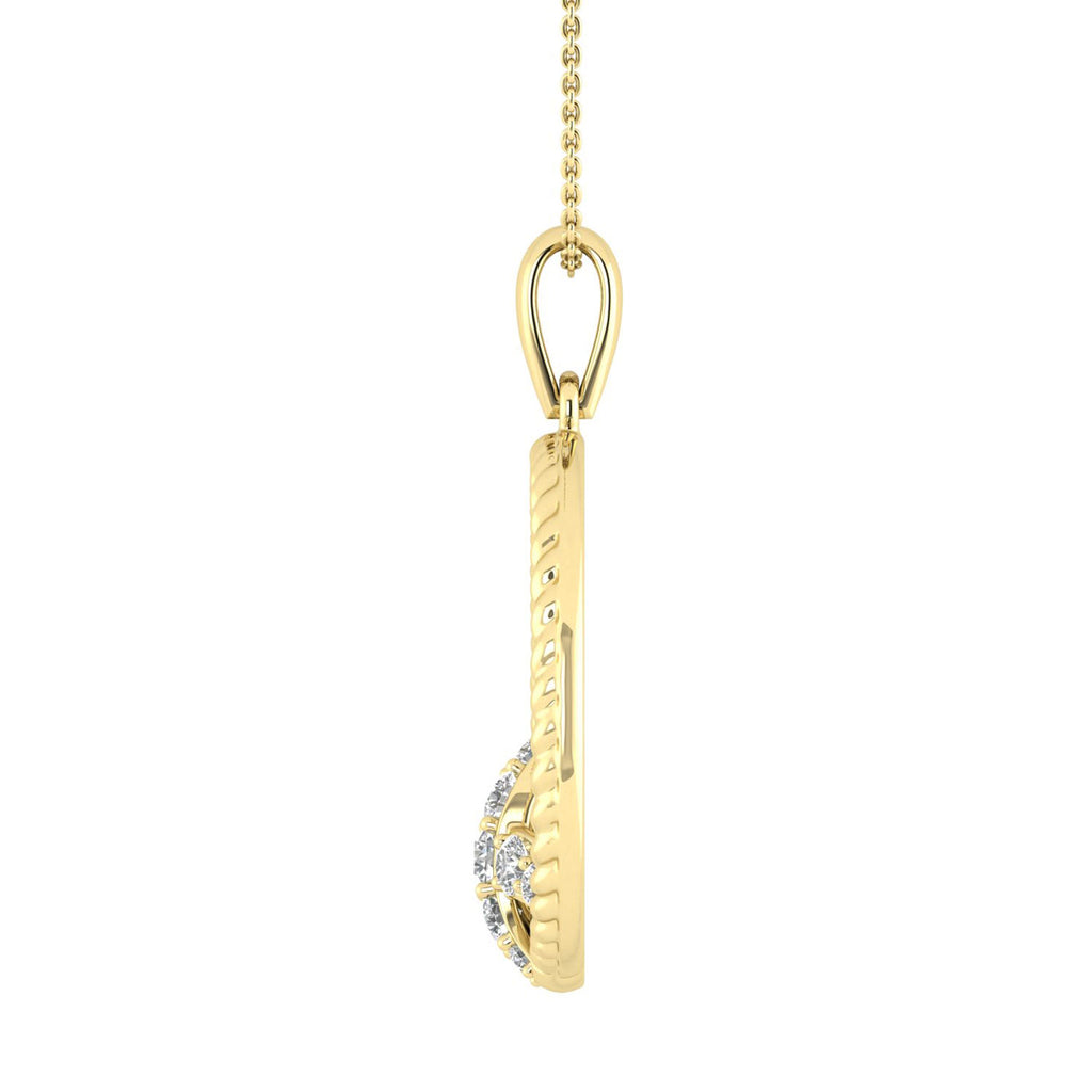 LADIES PENDANT WITH CHAIN 0.25CT ROUND DIAMOND 10K YELLOW GOLD