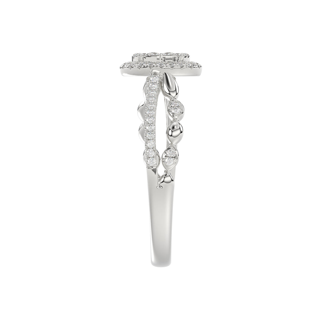 Adies 0.25Ct Round Diamond Sterling Silver White Promise Ring � Halo Oval Design With Split Shank, Elegant Women�S Jewelry