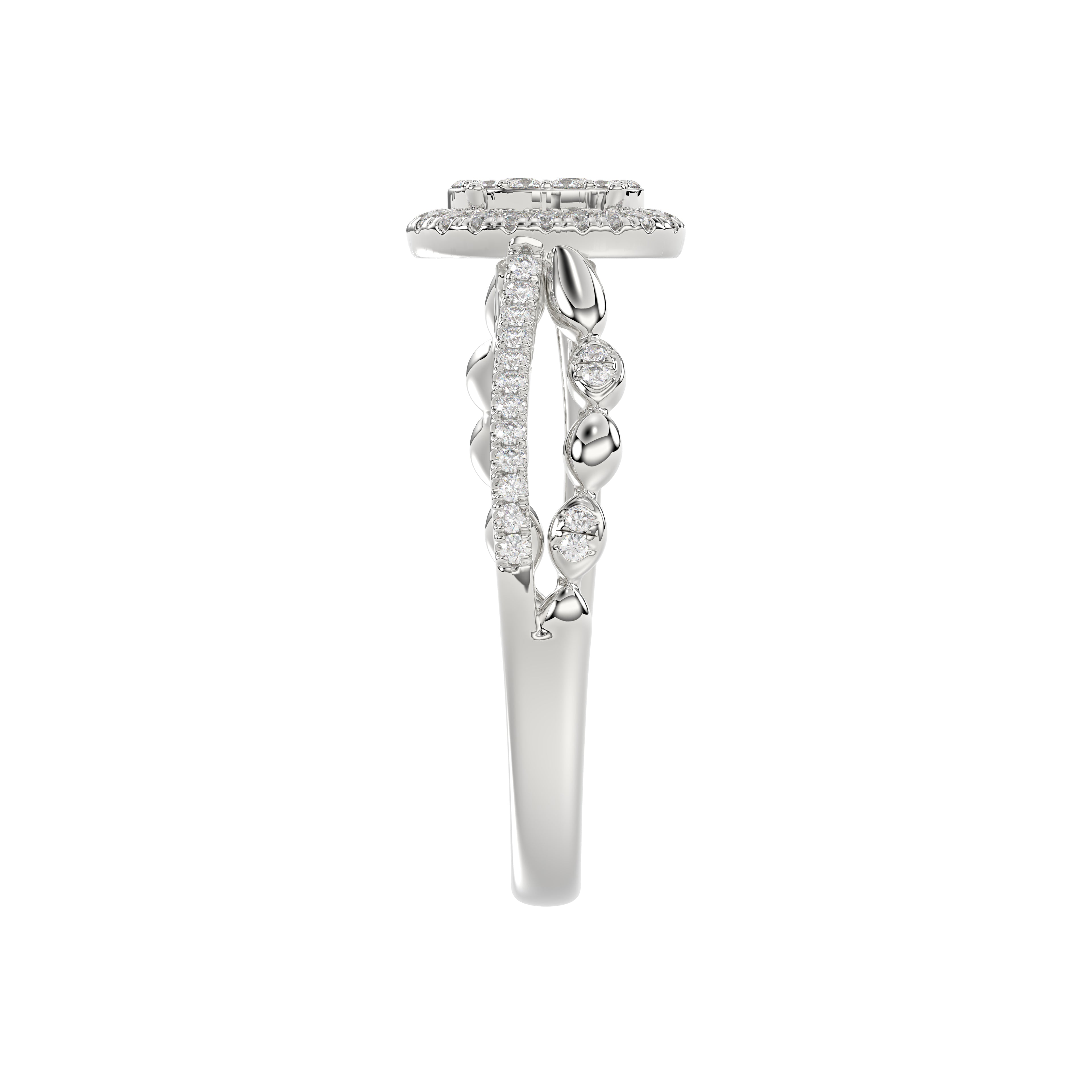 Adies 0.25Ct Round Diamond Sterling Silver White Promise Ring � Halo Oval Design With Split Shank, Elegant Women�S Jewelry