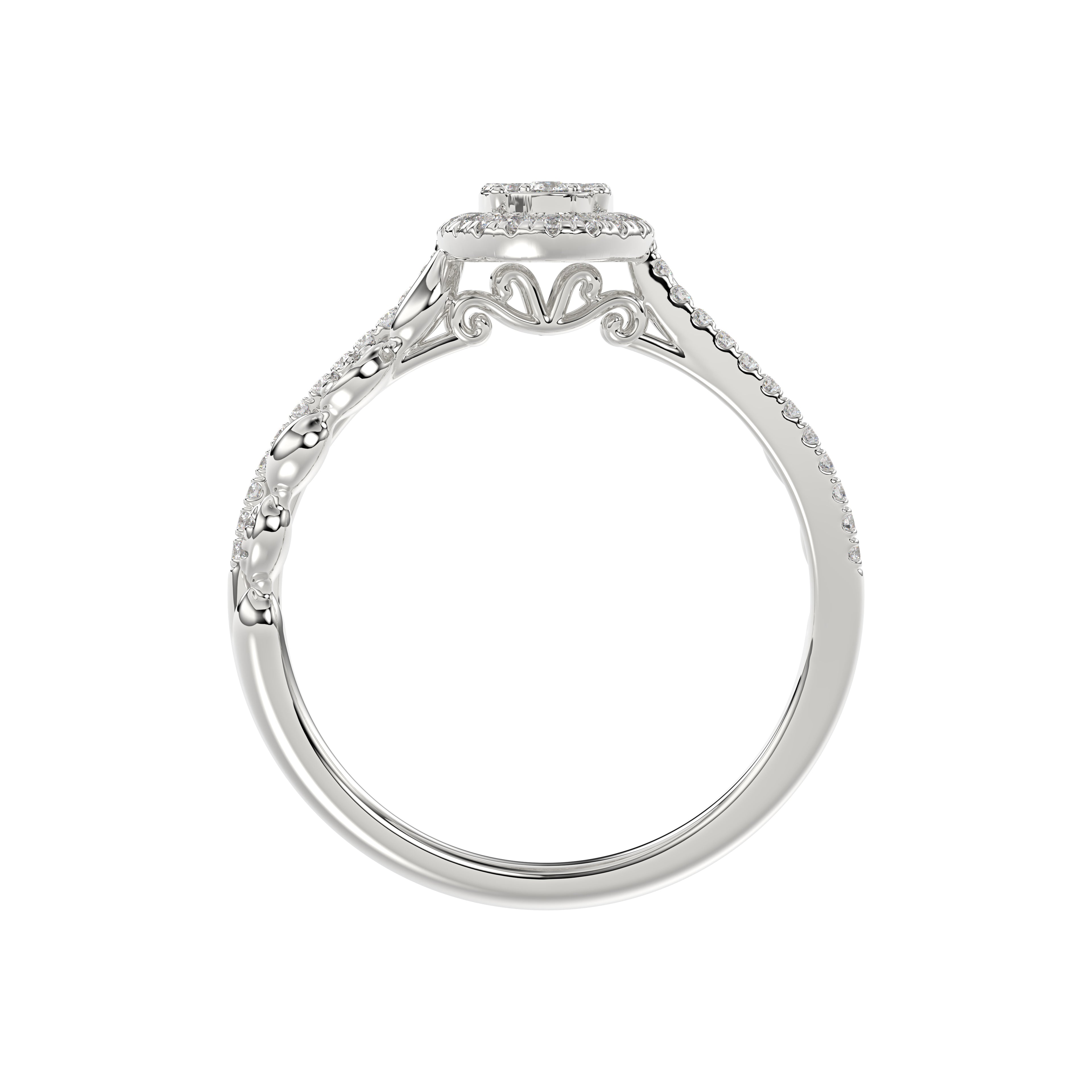 Adies 0.25Ct Round Diamond Sterling Silver White Promise Ring – Halo Oval Design With Split Shank, Elegant Women’S Jewelry