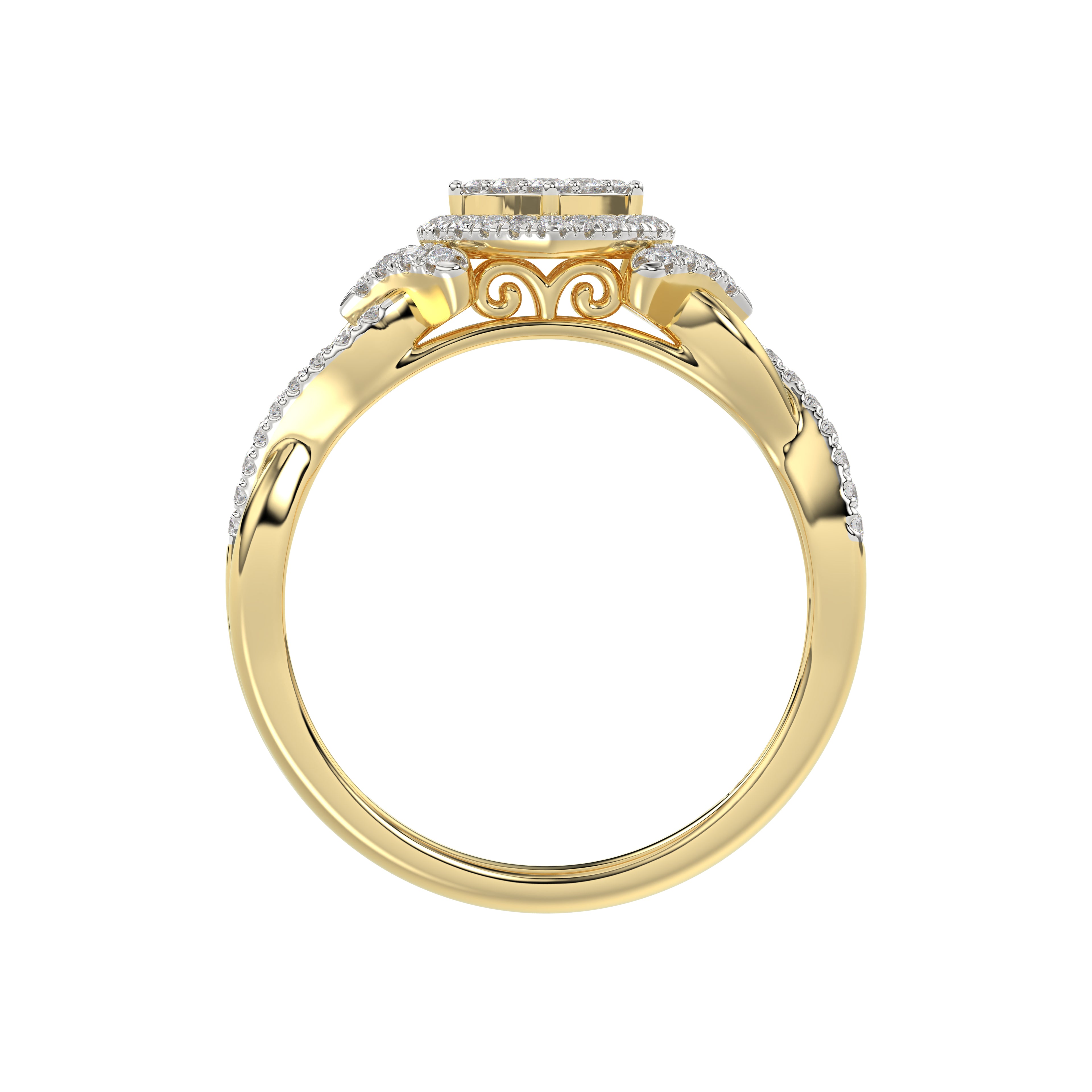 LADIES RING 0.25CT ROUND DIAMOND 10K YELLOW GOLD