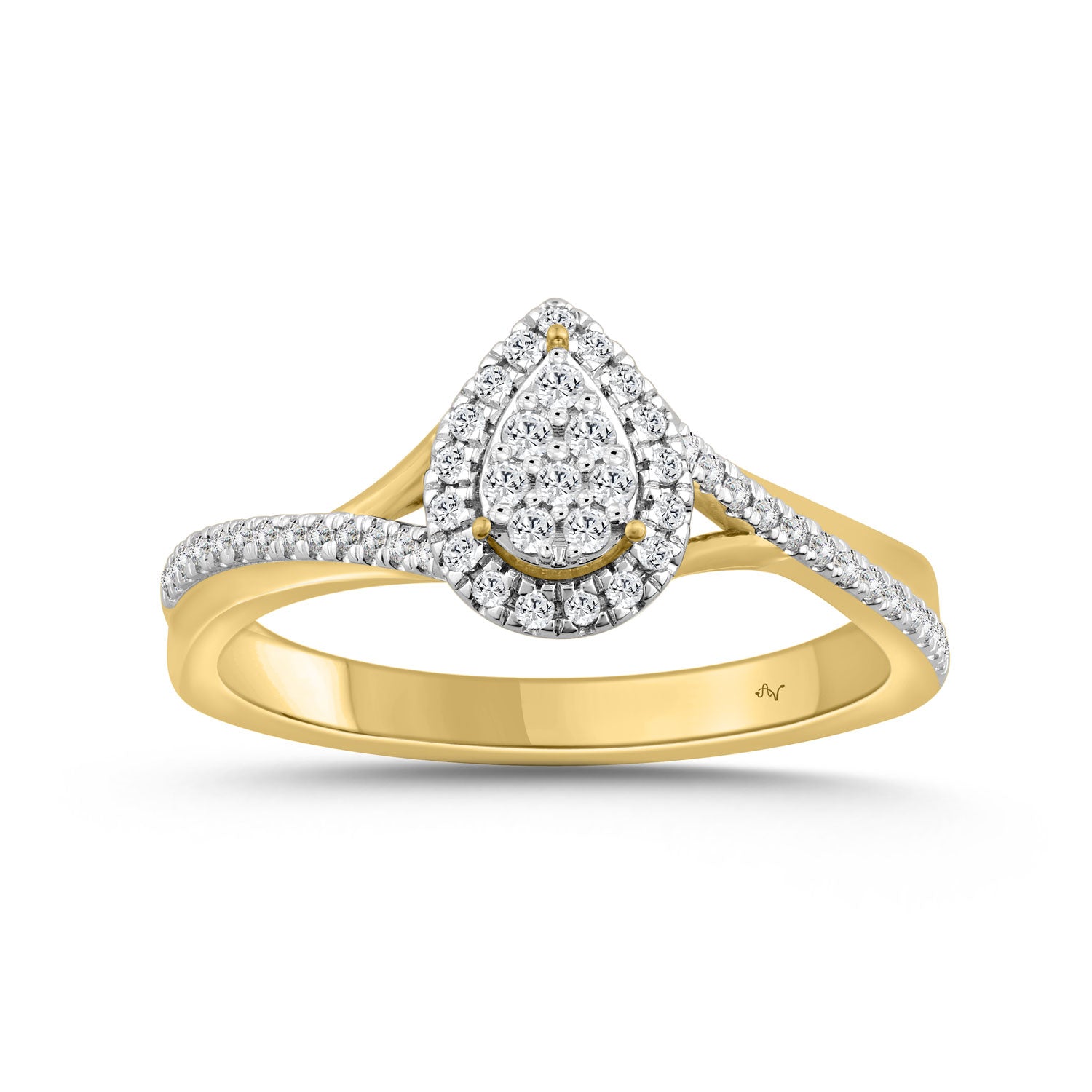 LADIES RING 0.25CT ROUND DIAMOND 10K YELLOW GOLD