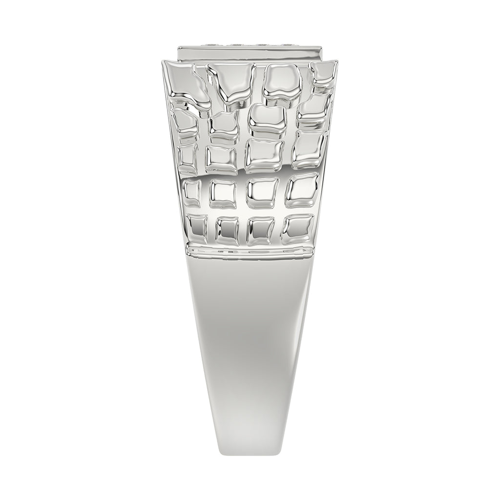 �Elegant Men�S Fashion Ring 0.10Ct Round Diamond Sterling Silver White Luxury Statement Jewelry For Men