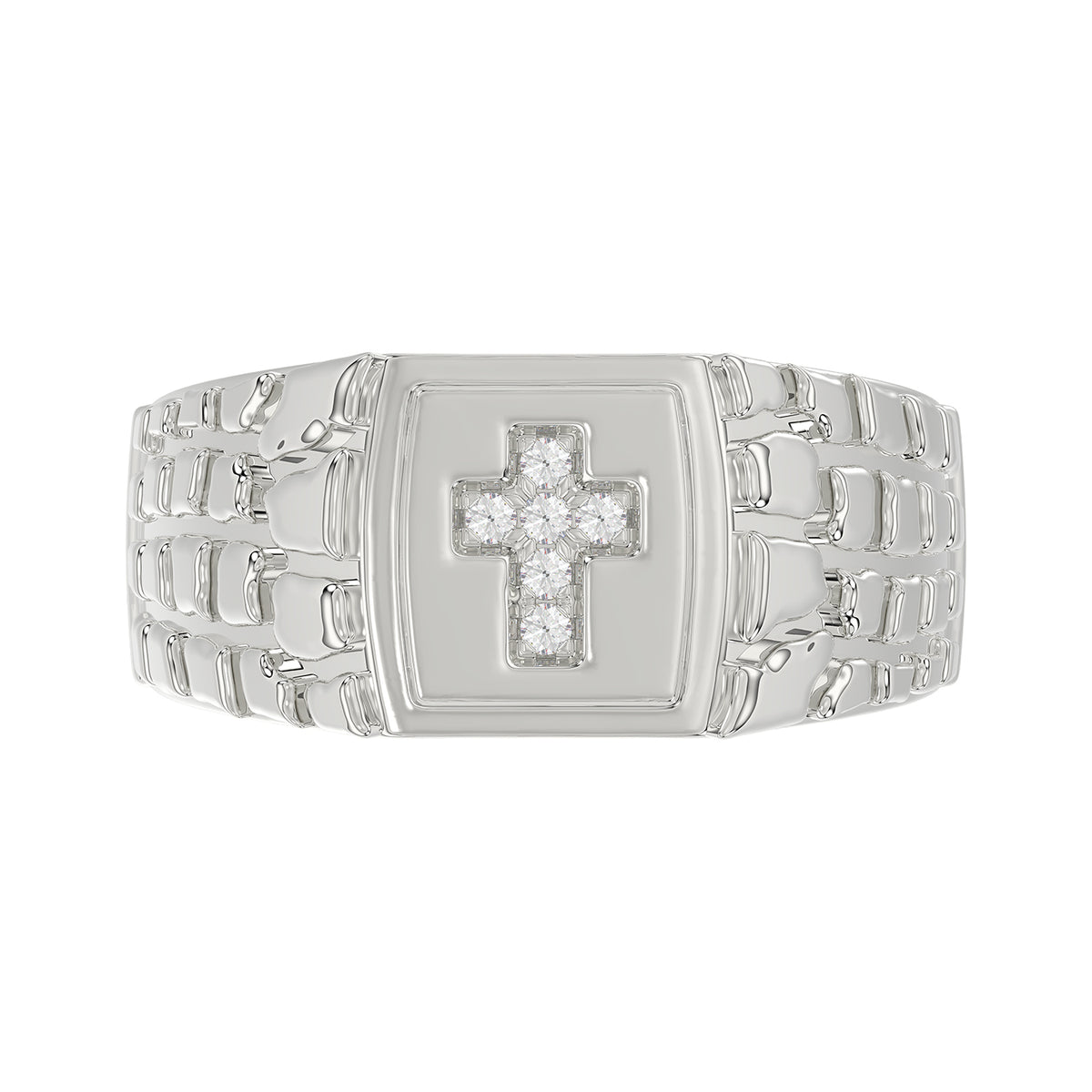 �Elegant Men�S Fashion Ring 0.10Ct Round Diamond Sterling Silver White Luxury Statement Jewelry For Men
