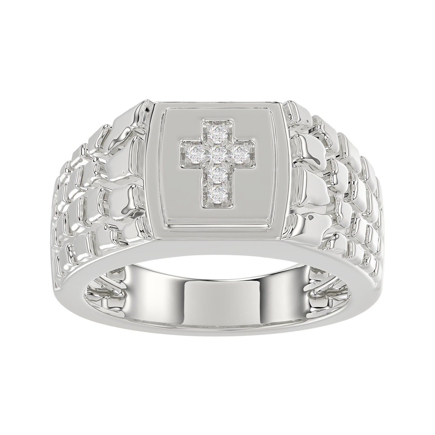 “Elegant Men’S Fashion Ring 0.10Ct Round Diamond Sterling Silver White Luxury Statement Jewelry For Men