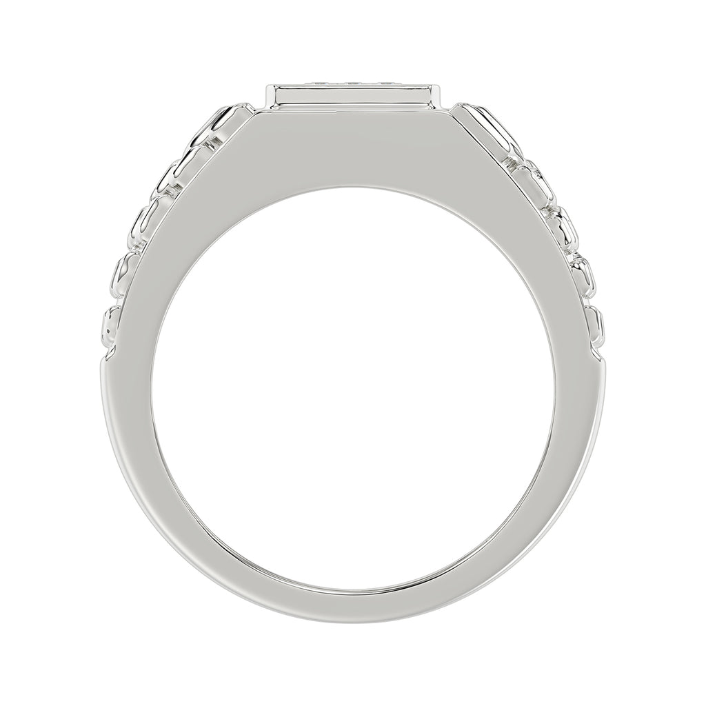 “Elegant Men’S Fashion Ring 0.10Ct Round Diamond Sterling Silver White Luxury Statement Jewelry For Men