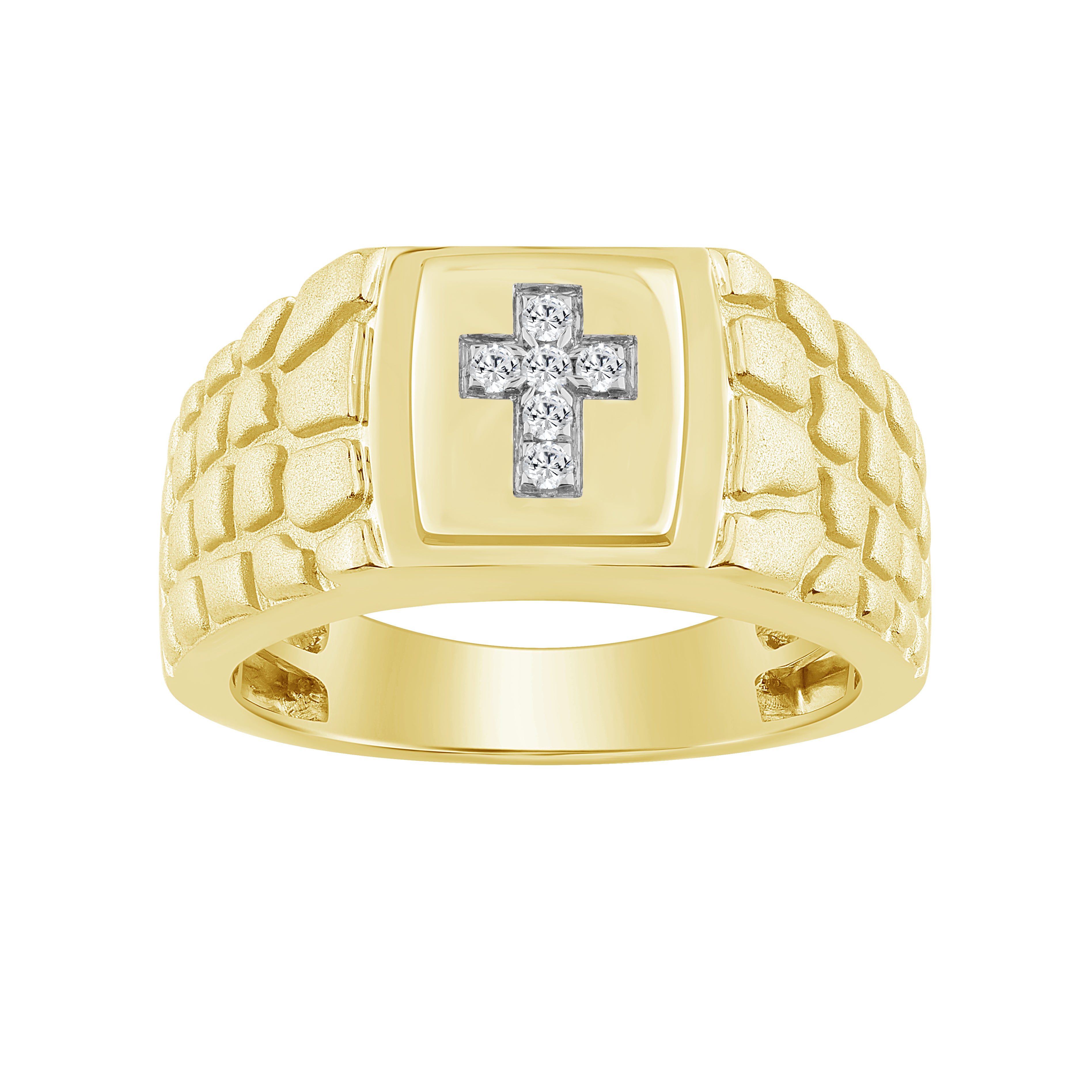 “Elegant Men’S Fashion Ring 0.10Ct Round Diamond Yellow Gold Luxury Statement Jewelry For Men