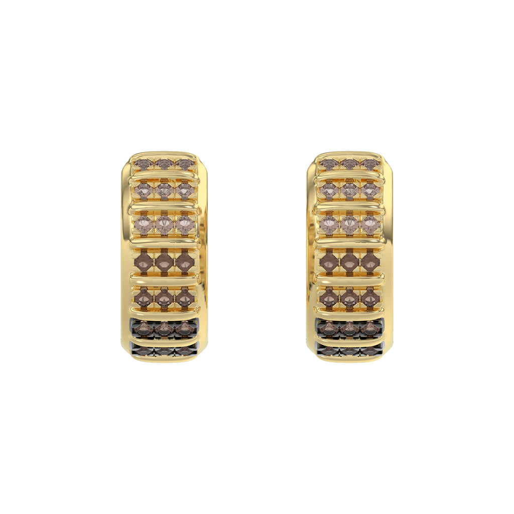 LADIES HOOPS EARRING 0.50CT ROUND/ROUND DARK BROWN DIAMOND 10K YELLOW GOLD