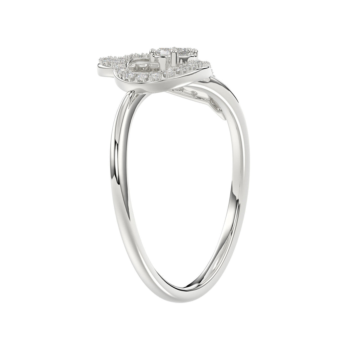 Elegant Ladies Heart Ring 0.15Ct Round Diamond Sterling Silver White Romantic Promise Jewelry For Women